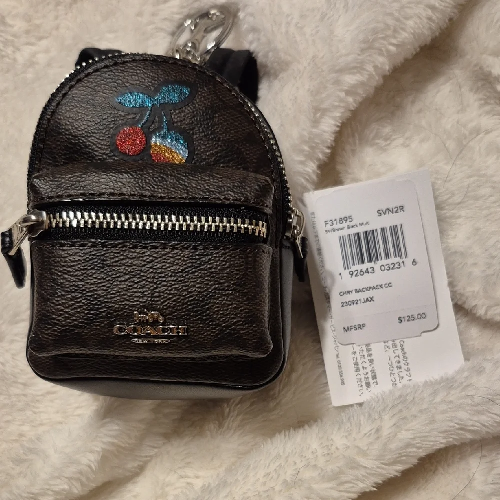 Coach Black Backpack with Cherry Design